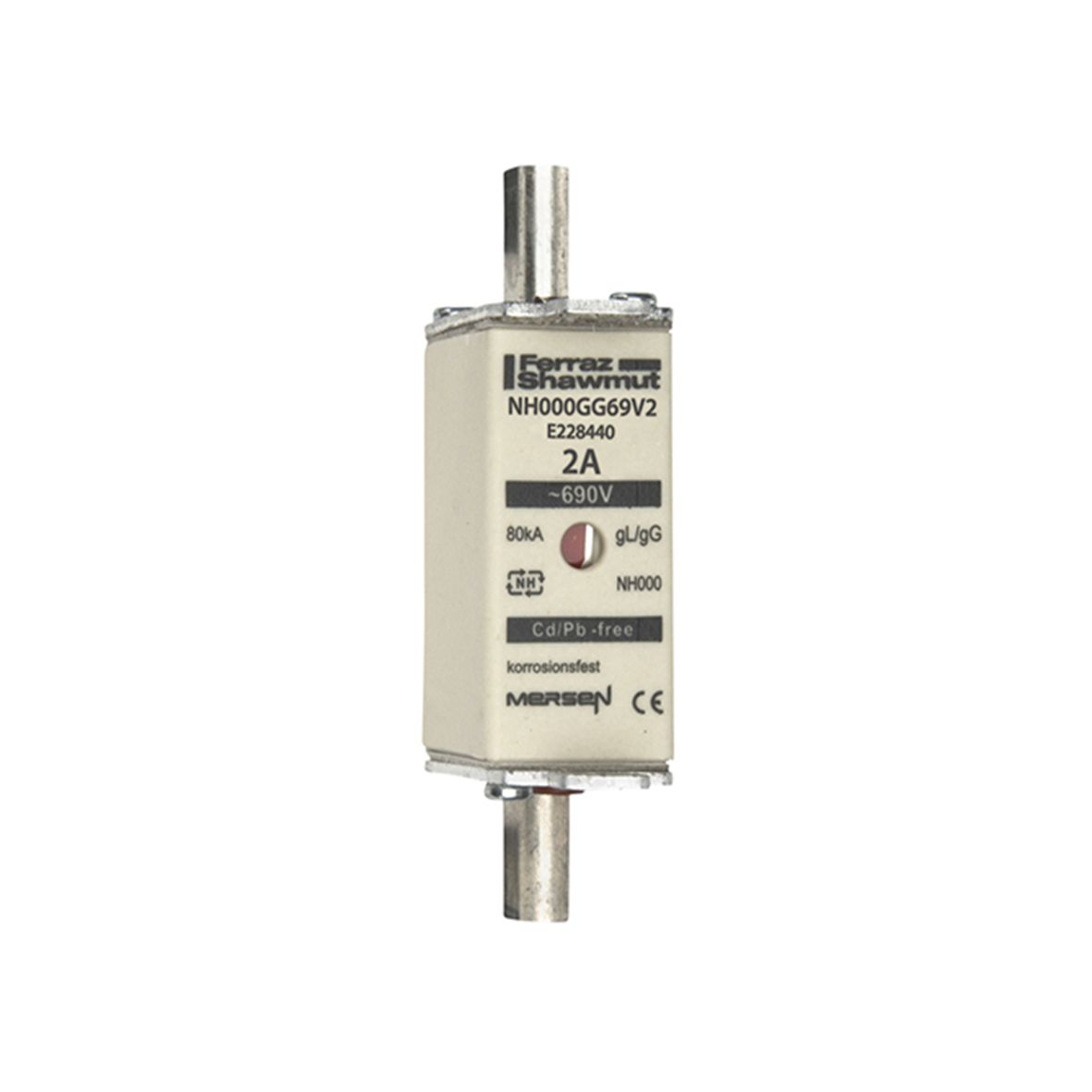 E228440 - NH fuse-link gG, 690VAC, size 000, 2A double indicator/live tags